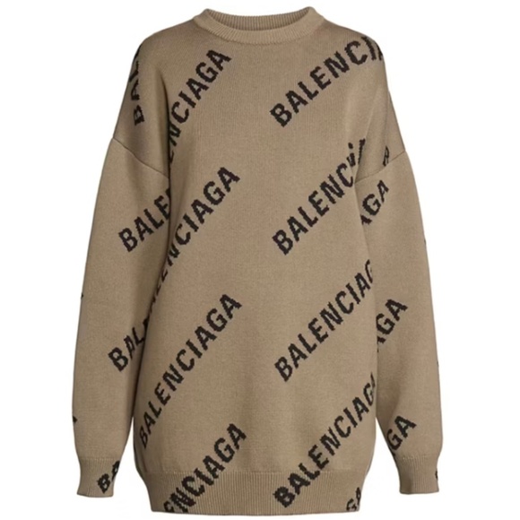 Balenciaga Logo Intarsia Oversize Women’s Crewneck Sweater - Picture 1 of 11